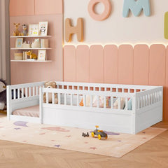 Bellemave® Montessori Wood Floor Bed with Fence - Bellemave