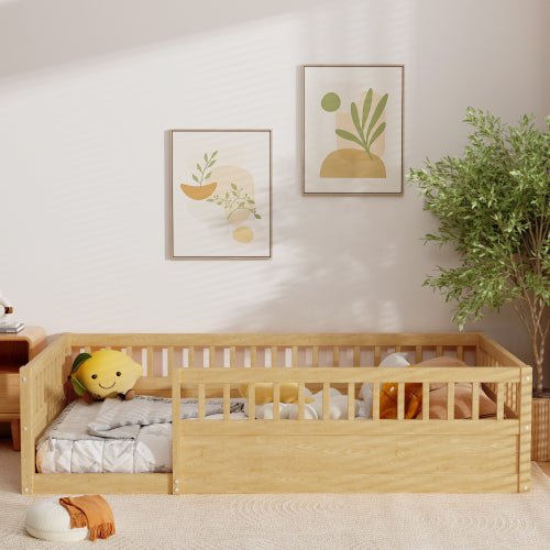 Bellemave® Montessori Wood Floor Bed with Fence - Bellemave