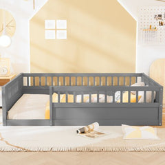 Bellemave® Montessori Wood Floor Bed with Fence - Bellemave