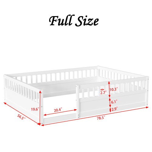 Bellemave® Montessori Wood Floor Bed with Fence - Bellemave