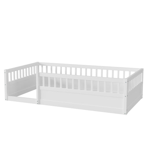 Bellemave® Montessori Wood Floor Bed with Fence - Bellemave
