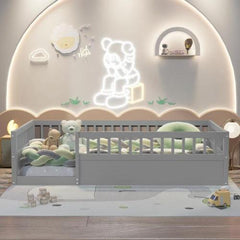 Bellemave® Montessori Wood Floor Bed with Fence - Bellemave