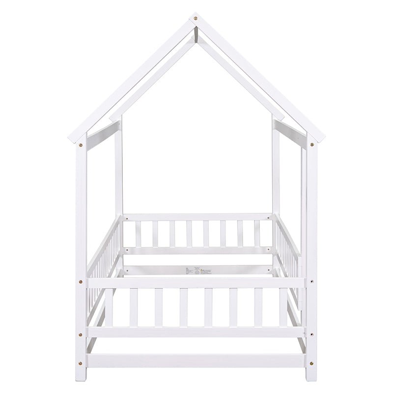 Bellemave® Montessori Wooden House Bed with Fence - Bellemave