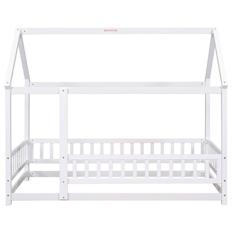 Bellemave® Montessori Wooden House Bed with Fence - Bellemave