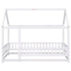 Bellemave® Montessori Wooden House Bed with Fence - Bellemave