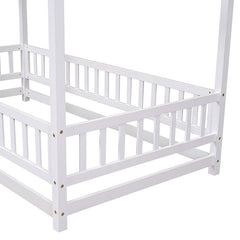 Bellemave® Montessori Wooden House Bed with Fence - Bellemave