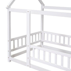 Bellemave® Montessori Wooden House Bed with Fence - Bellemave