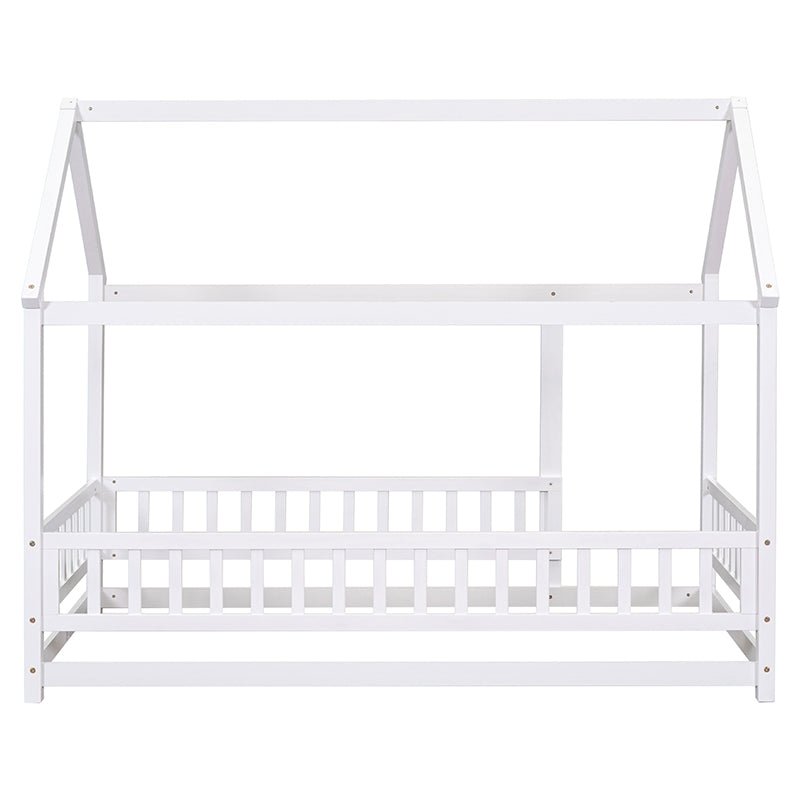 Bellemave® Montessori Wooden House Bed with Fence - Bellemave