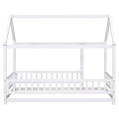 Bellemave® Montessori Wooden House Bed with Fence - Bellemave