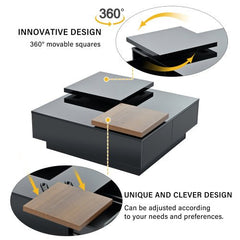 Bellemave® Movable Top Coffee Table with High Gloss finish, 4 Hidden Storage Drawers - Bellemave