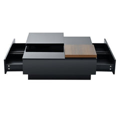 Bellemave® Movable Top Coffee Table with High Gloss finish, 4 Hidden Storage Drawers - Bellemave