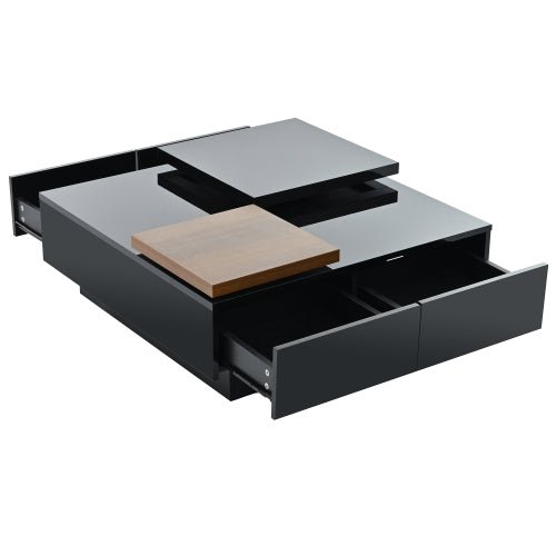 Bellemave® Movable Top Coffee Table with High Gloss finish, 4 Hidden Storage Drawers - Bellemave