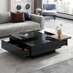 Bellemave® Movable Top Coffee Table with High Gloss finish, 4 Hidden Storage Drawers - Bellemave