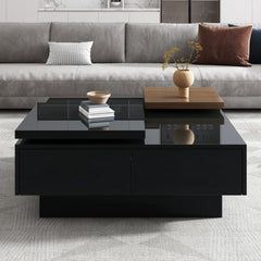 Bellemave® Movable Top Coffee Table with High Gloss finish, 4 Hidden Storage Drawers - Bellemave