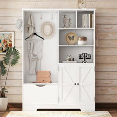 Bellemave® Multi - functional Hall Tree with Storage Shelves Drawers and Cabinet - Bellemave