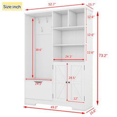 Bellemave® Multi - functional Hall Tree with Storage Shelves Drawers and Cabinet - Bellemave