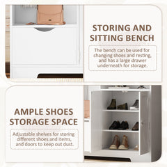 Bellemave® Multi - functional Hall Tree with Storage Shelves Drawers and Cabinet - Bellemave