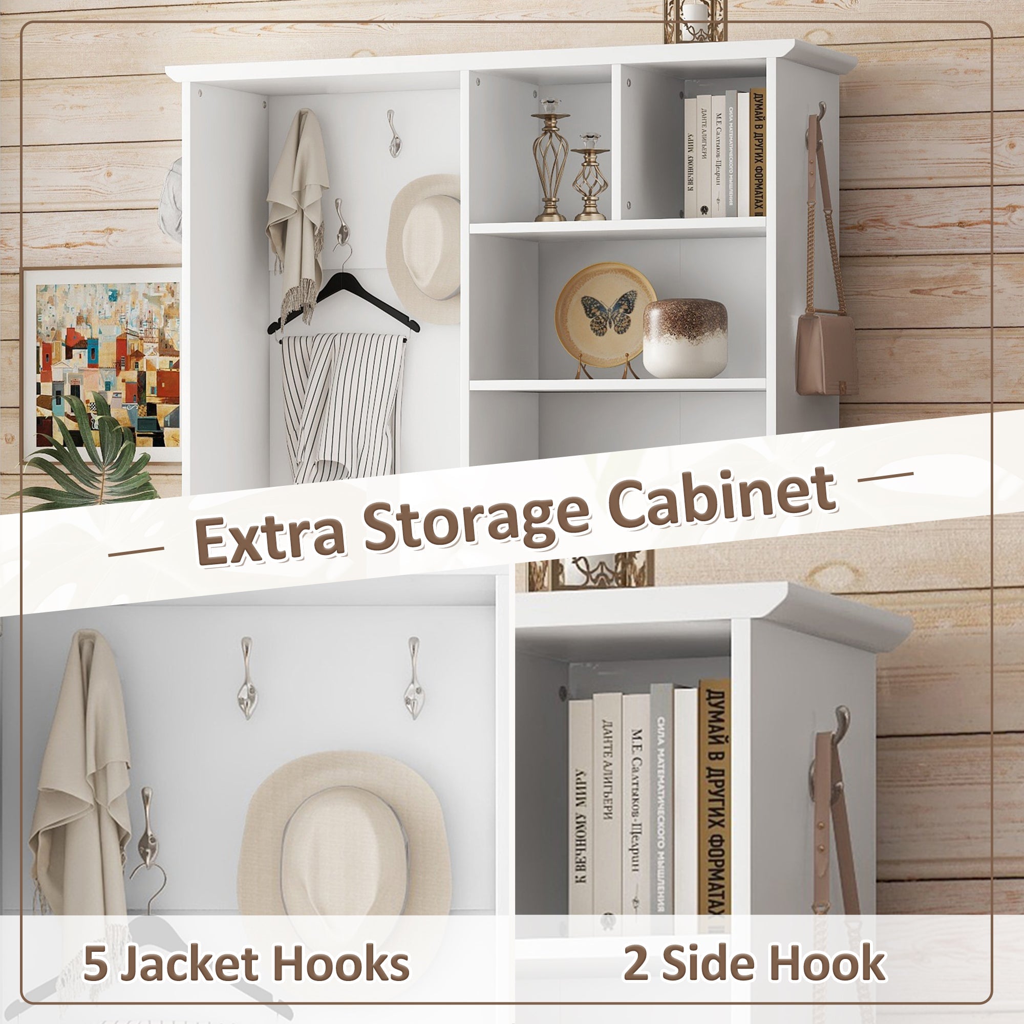 Bellemave® Multi - functional Hall Tree with Storage Shelves Drawers and Cabinet - Bellemave