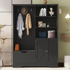 Bellemave® Multi - functional Hall Tree with Storage Shelves Drawers and Cabinet - Bellemave
