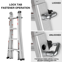 Bellemave® Multi - Position Foldable Aluminum Ladder, A - Frame and Straight Ladder - Bellemave