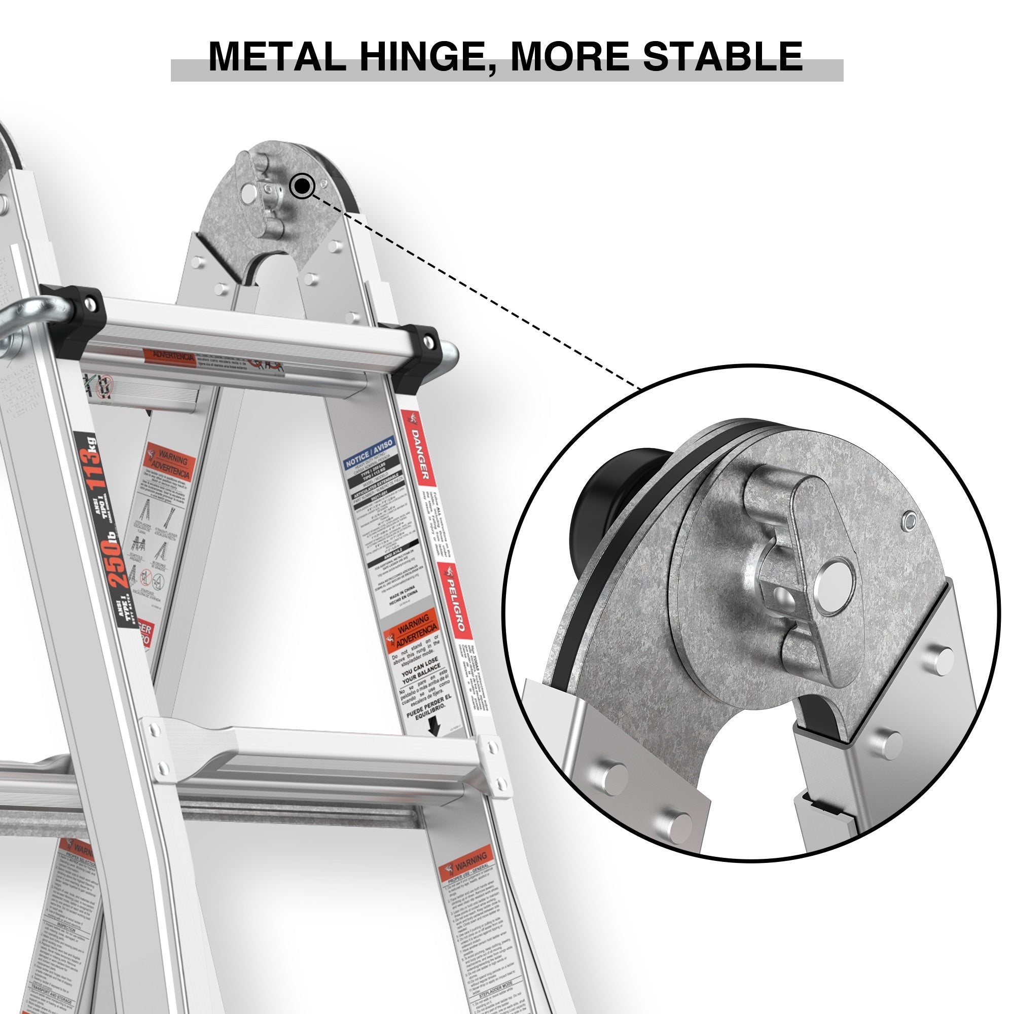Bellemave® Multi - Position Foldable Aluminum Ladder, A - Frame and Straight Ladder - Bellemave