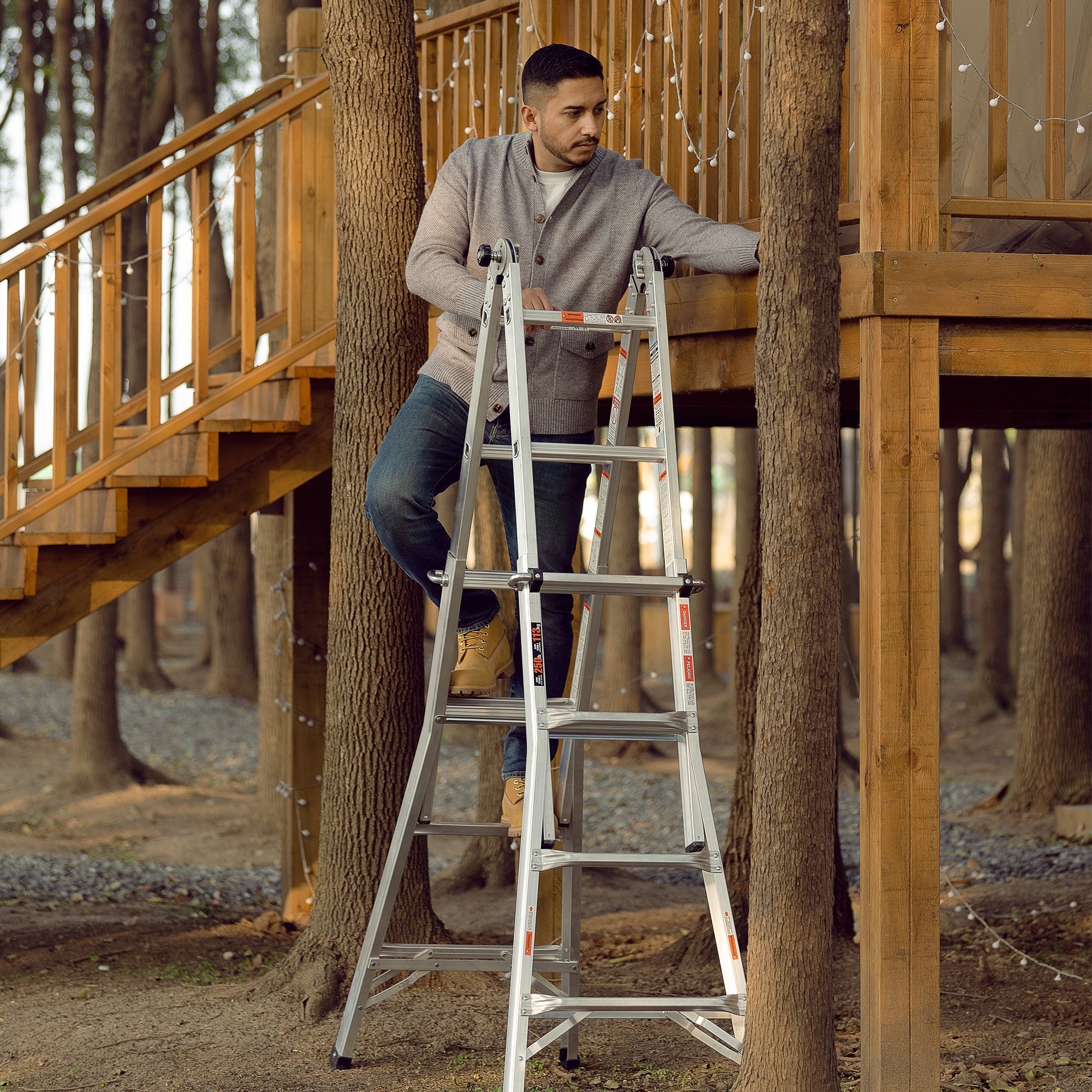 Bellemave® Multi - Position Foldable Aluminum Ladder, A - Frame and Straight Ladder - Bellemave