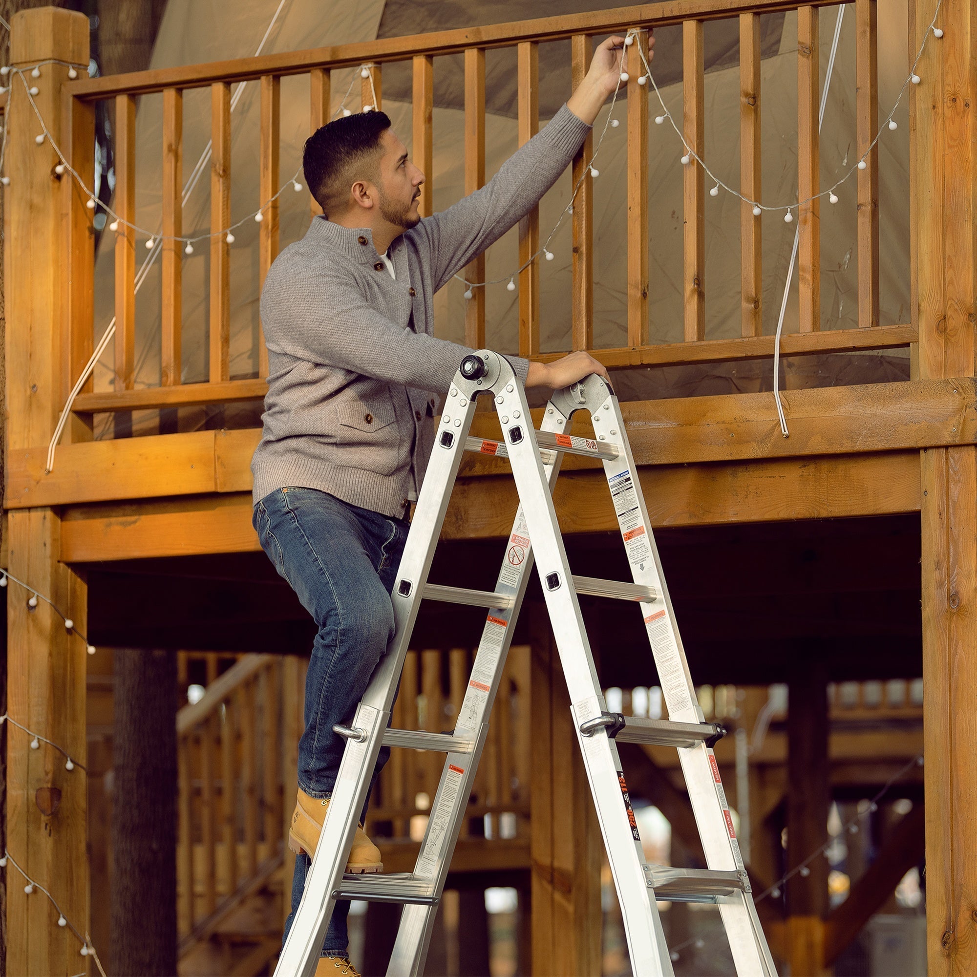 Bellemave® Multi - Position Foldable Aluminum Ladder, A - Frame and Straight Ladder - Bellemave