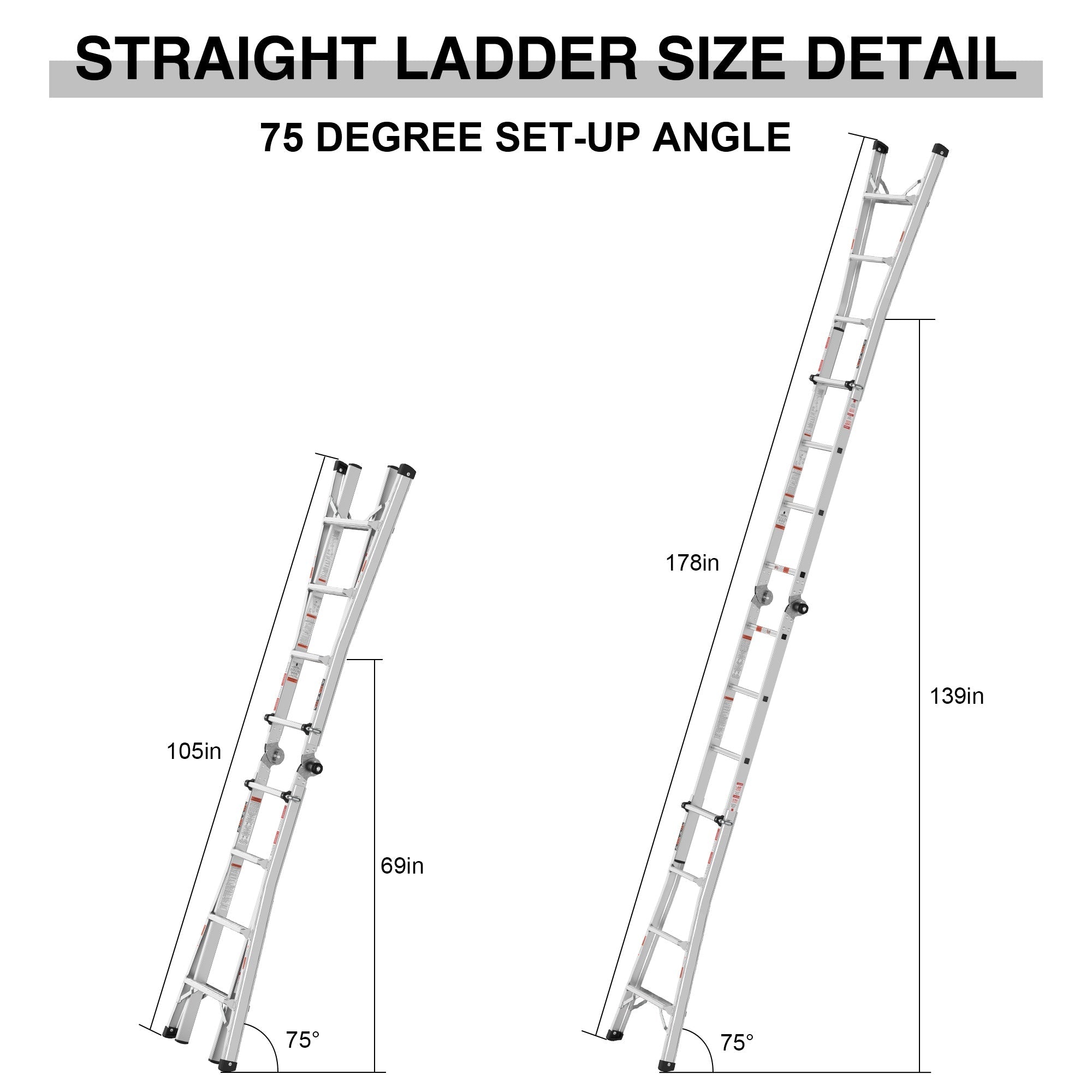 Bellemave® Multi - Position Foldable Aluminum Ladder, A - Frame and Straight Ladder - Bellemave