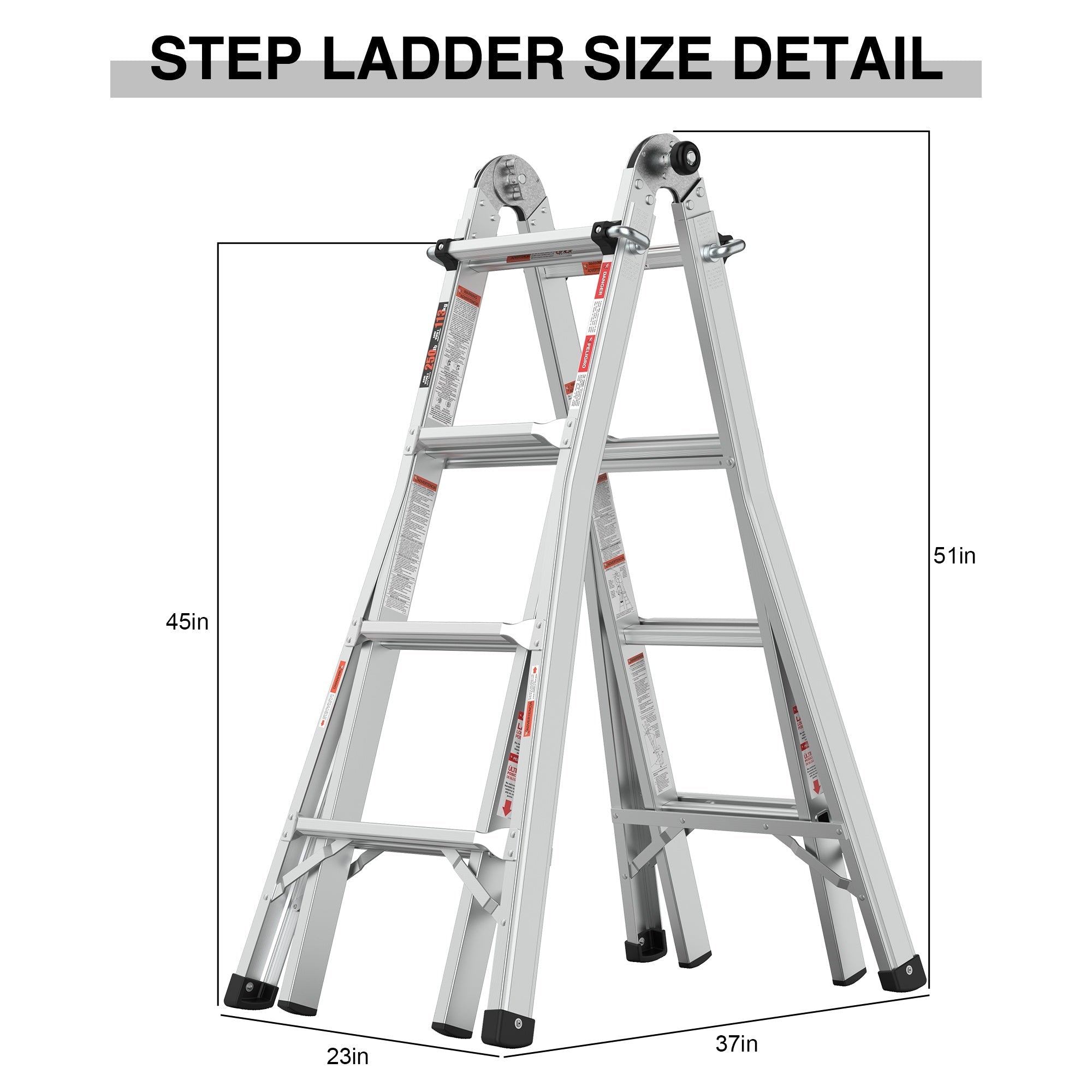 Bellemave® Multi - Position Foldable Aluminum Ladder, A - Frame and Straight Ladder - Bellemave