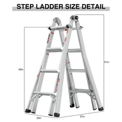 Bellemave® Multi - Position Foldable Aluminum Ladder, A - Frame and Straight Ladder - Bellemave