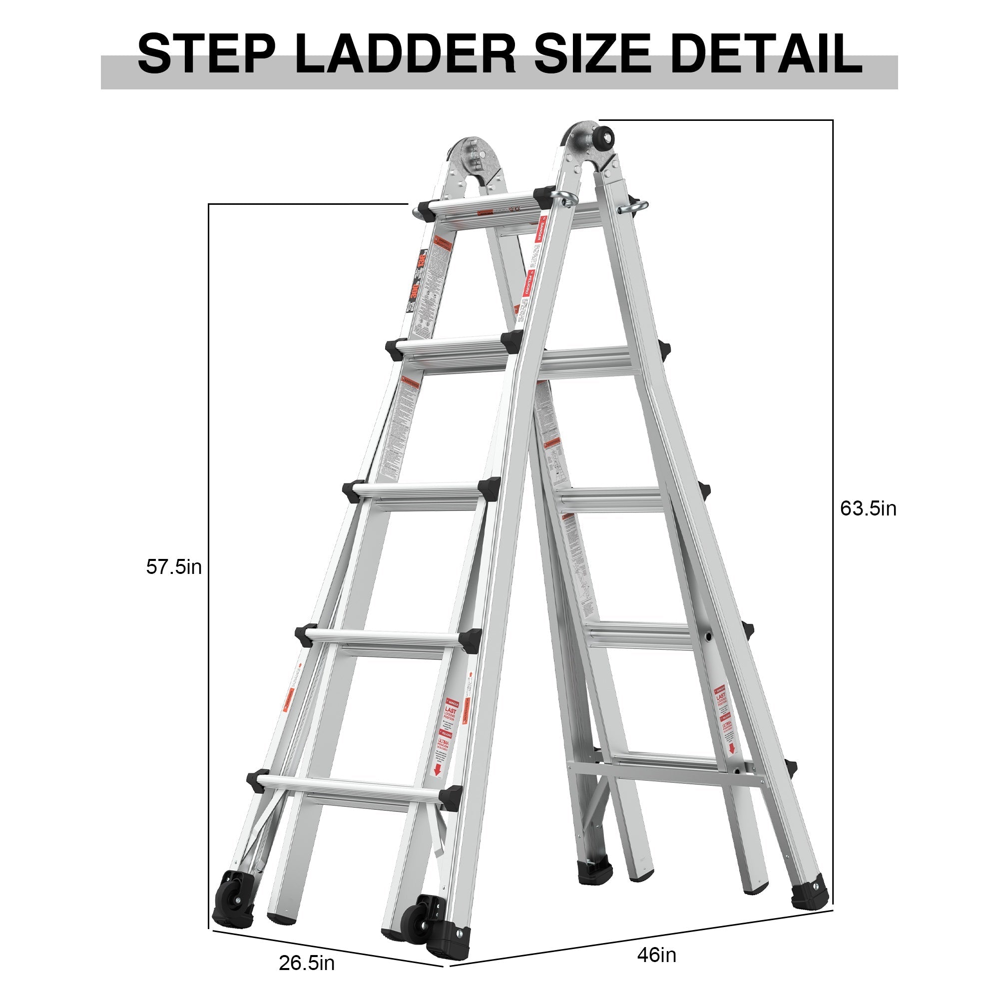 Bellemave® Multi - Position Foldable Aluminum Ladder, A - Frame and Straight Ladder - Bellemave