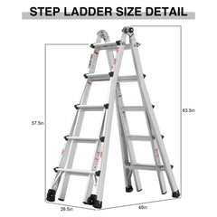 Bellemave® Multi - Position Foldable Aluminum Ladder, A - Frame and Straight Ladder - Bellemave