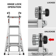 Bellemave® Multi - Position Foldable Aluminum Ladder, A - Frame and Straight Ladder - Bellemave