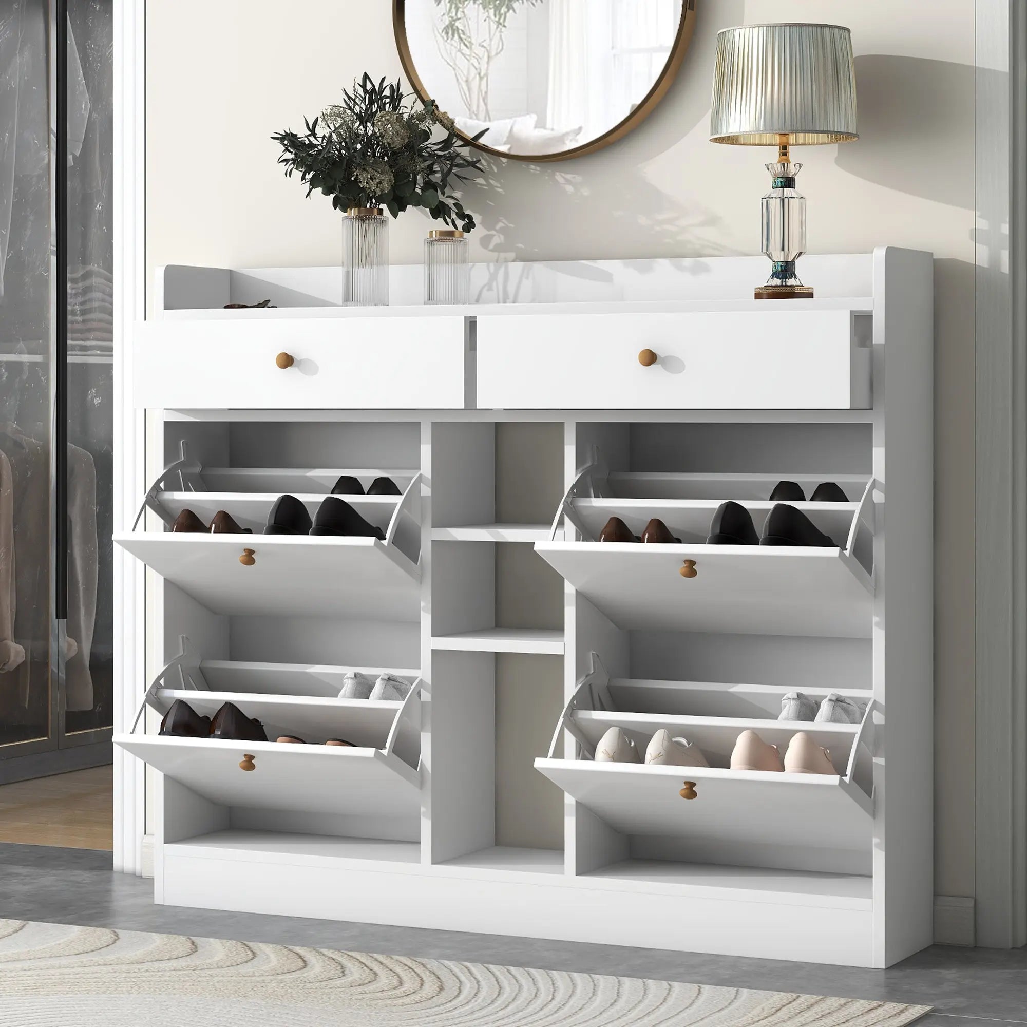 Bellemave® Multifunctional 2 - Tier Shoe Storage Organizer with 4 Flip Drawers - Bellemave