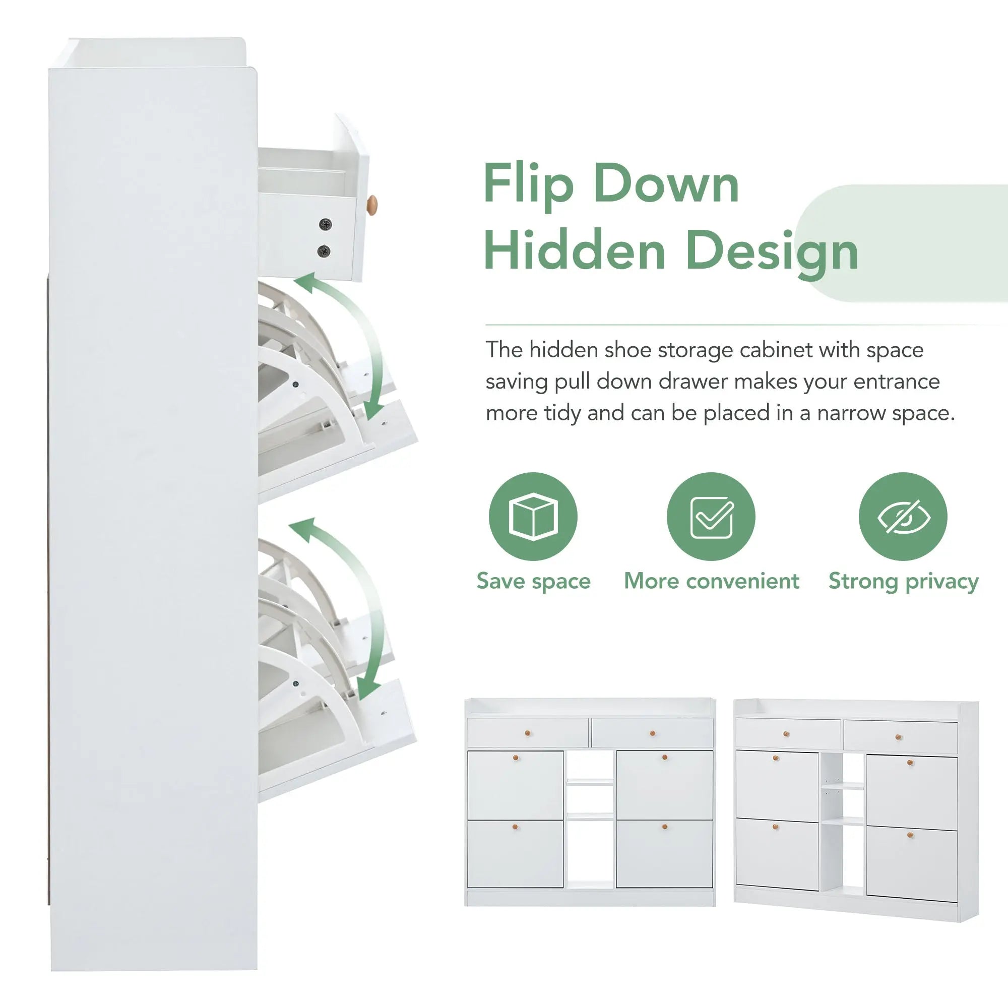 Bellemave® Multifunctional 2 - Tier Shoe Storage Organizer with 4 Flip Drawers - Bellemave