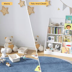 Bellemave® Multifunctional 4 Tier Wooden Kids Book Shelf with Bookcase Display Stand - Bellemave