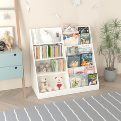 Bellemave® Multifunctional 4 Tier Wooden Kids Book Shelf with Bookcase Display Stand - Bellemave