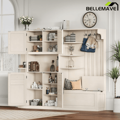 Bellemave® Multifunctional Hall Tree with Bench & Shoe Storage, Hooks - Bellemave