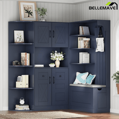 Bellemave® Multifunctional Hall Tree with Bench & Shoe Storage, Hooks - Bellemave