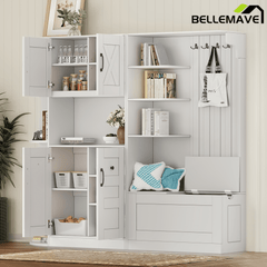 Bellemave® Multifunctional Hall Tree with Bench & Shoe Storage, Hooks - Bellemave
