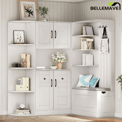 Bellemave® Multifunctional Hall Tree with Bench & Shoe Storage, Hooks - Bellemave