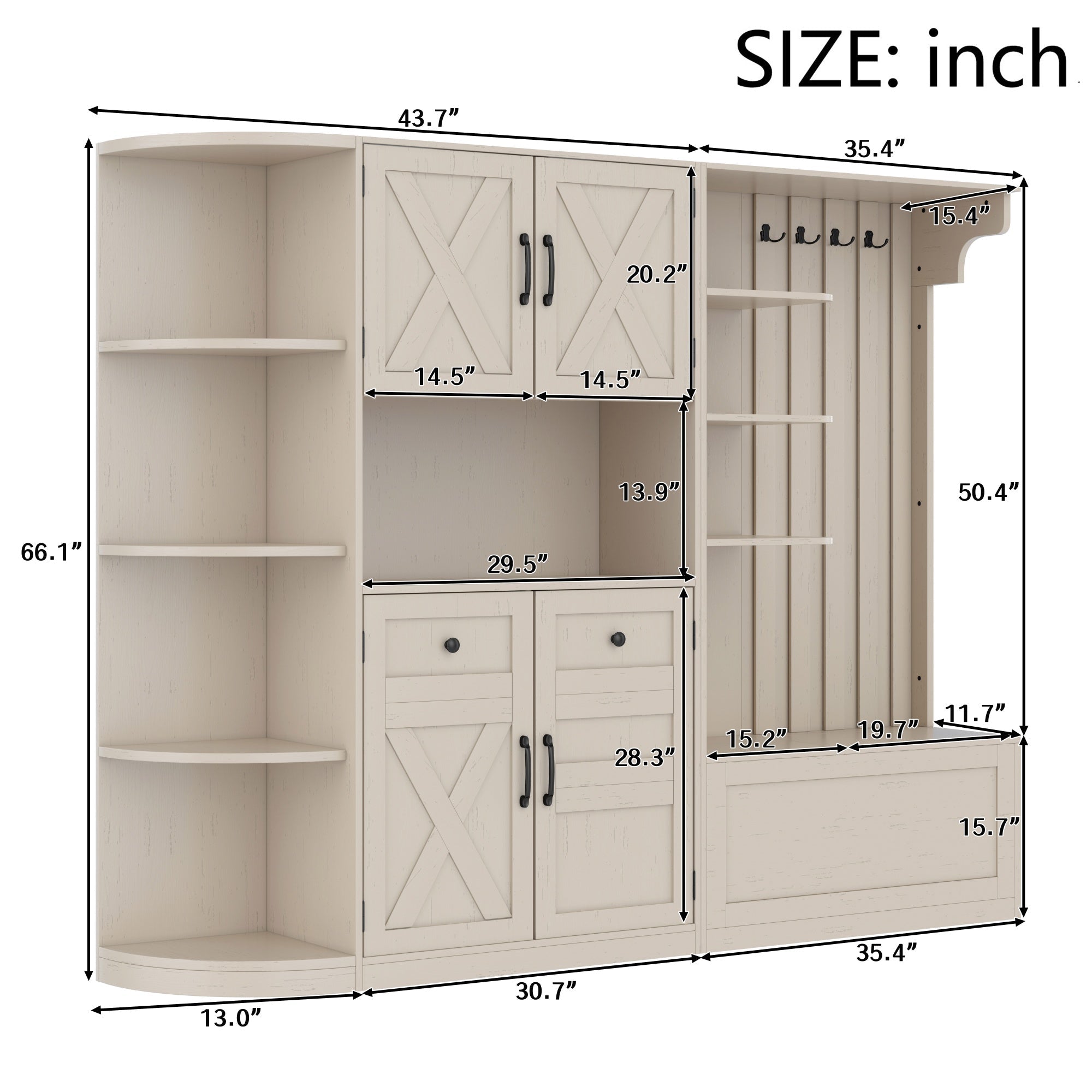 Bellemave® Multifunctional Hall Tree with Bench & Shoe Storage, Hooks - Bellemave