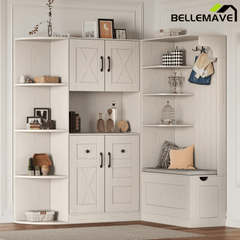 Bellemave® Multifunctional Hall Tree with Bench & Shoe Storage, Hooks - Bellemave