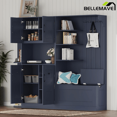 Bellemave® Multifunctional Hall Tree with Bench & Shoe Storage, Hooks - Bellemave