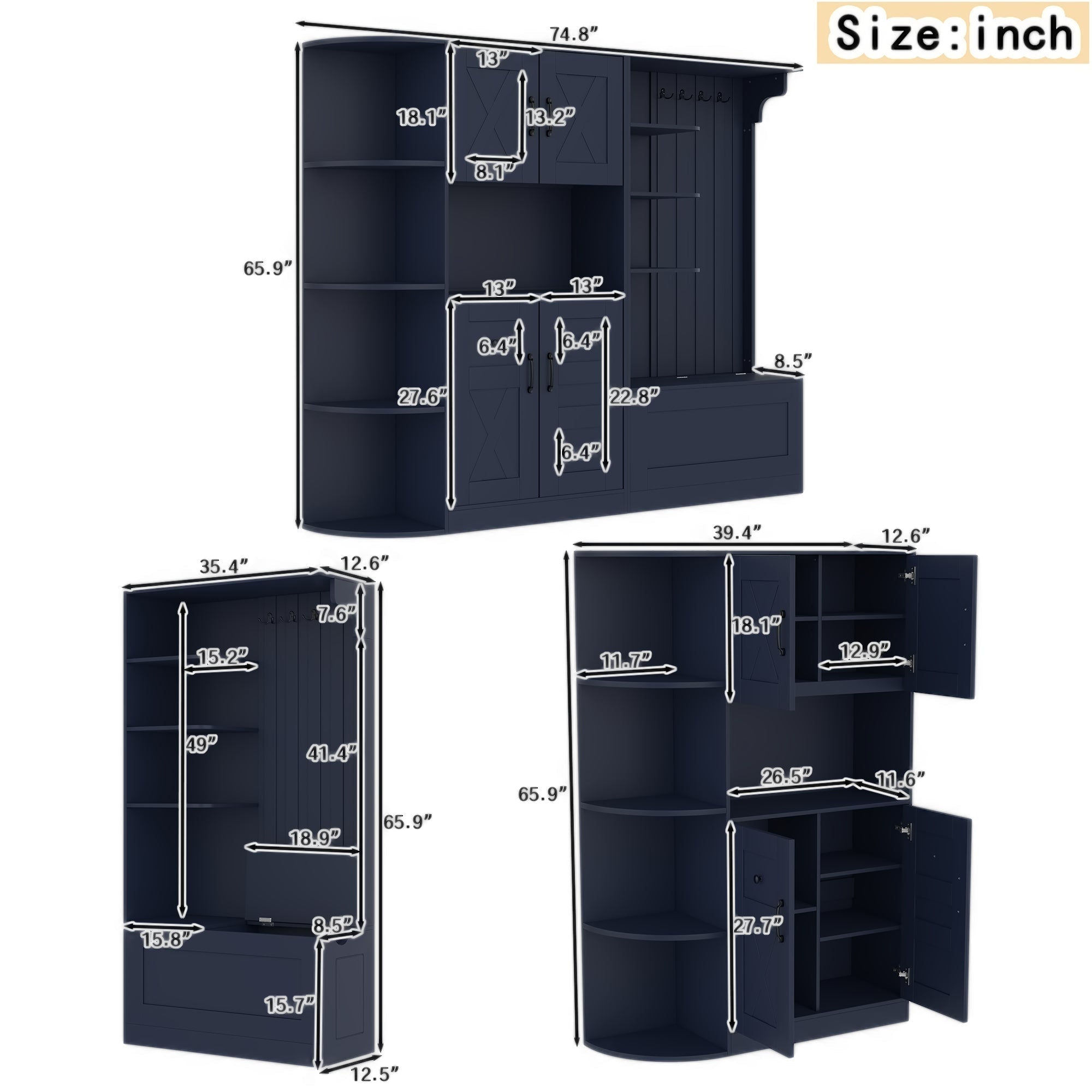 Bellemave® Multifunctional Hall Tree with Bench & Shoe Storage, Hooks - Bellemave