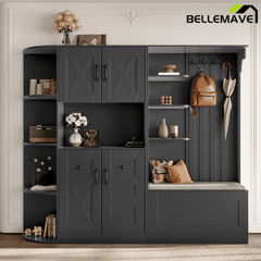 Bellemave® Multifunctional Hall Tree with Bench & Shoe Storage, Hooks - Bellemave