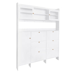 Bellemave® Multifunctional Shoe Cabinet with Storage Shelf & 6 Flip Drawers,Tempered Glass Doors and 4 Hooks - Bellemave
