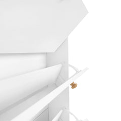 Bellemave® Multifunctional Shoe Cabinet with Storage Shelf & 6 Flip Drawers,Tempered Glass Doors and 4 Hooks - Bellemave