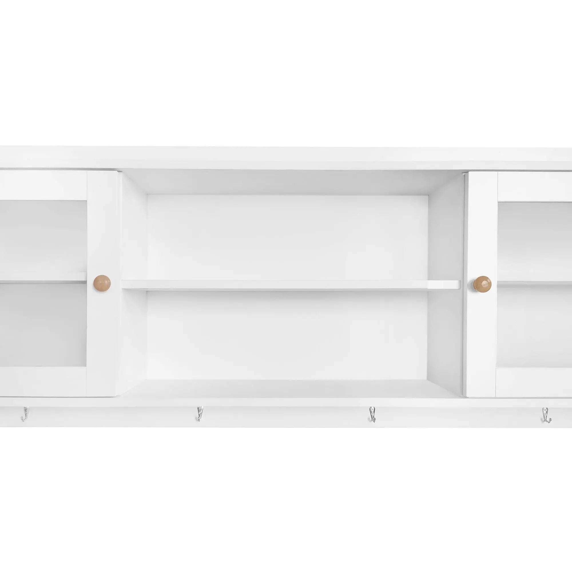 Bellemave® Multifunctional Shoe Cabinet with Storage Shelf & 6 Flip Drawers,Tempered Glass Doors and 4 Hooks - Bellemave