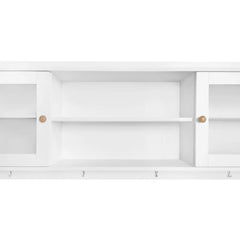 Bellemave® Multifunctional Shoe Cabinet with Storage Shelf & 6 Flip Drawers,Tempered Glass Doors and 4 Hooks - Bellemave